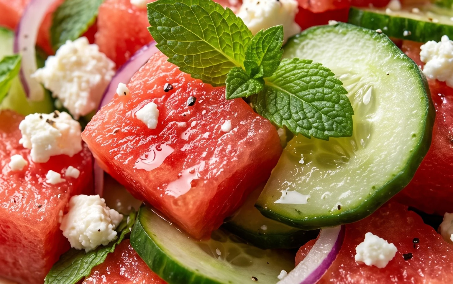 Watermelon Salad with Cucumber and Feta