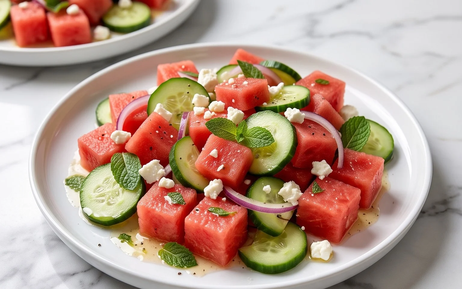 Watermelon Salad with Cucumber and Feta